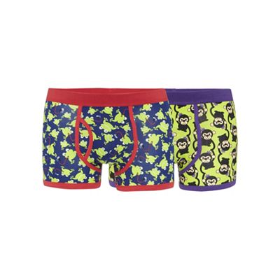 Pack of two green monkey and frog printed keyhole trunks